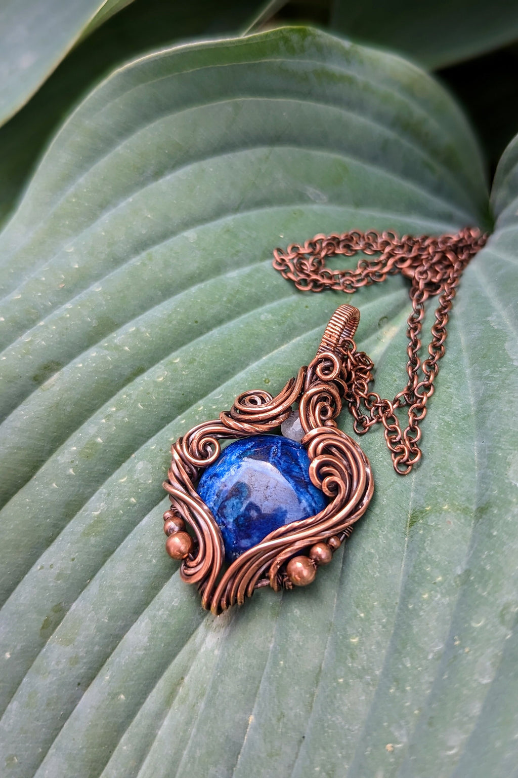 Sodalite & Copper Wire Wrap Necklace
