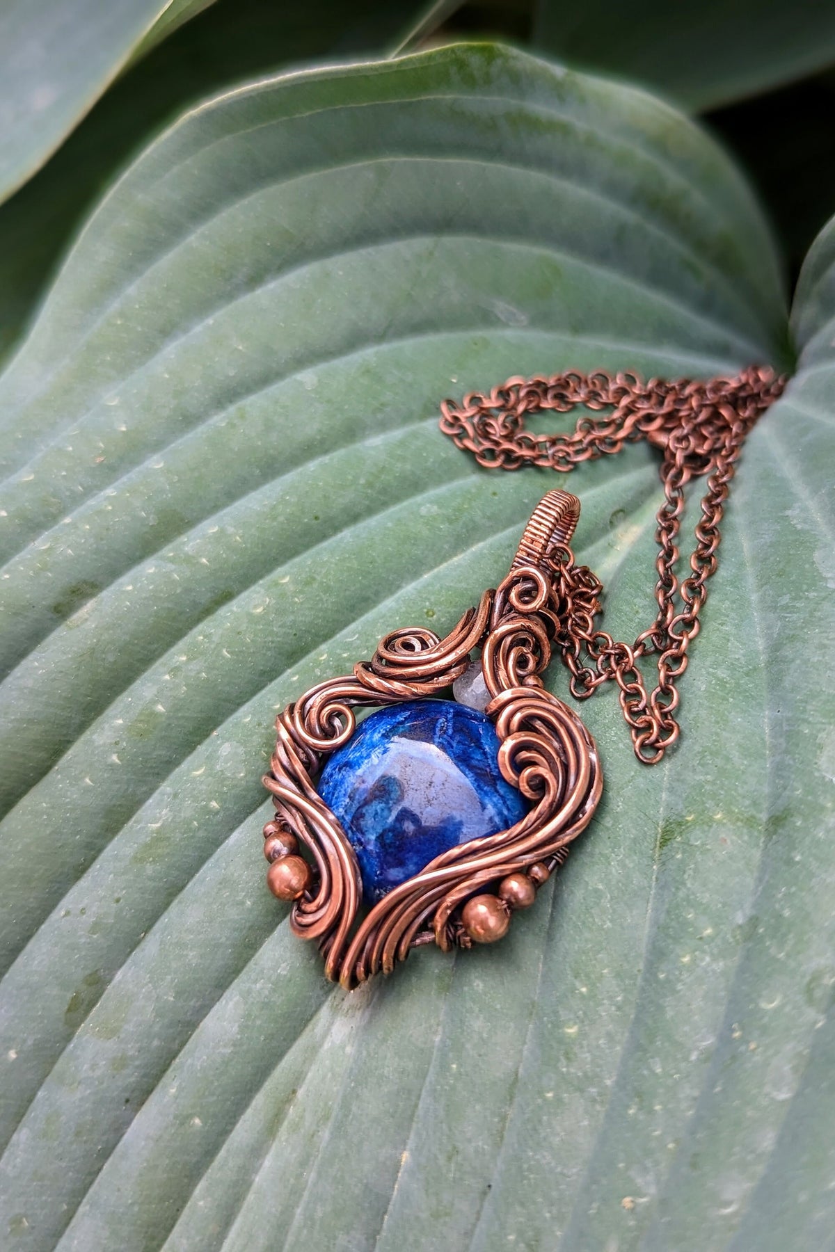 Sodalite & Copper Wire Wrap Necklace