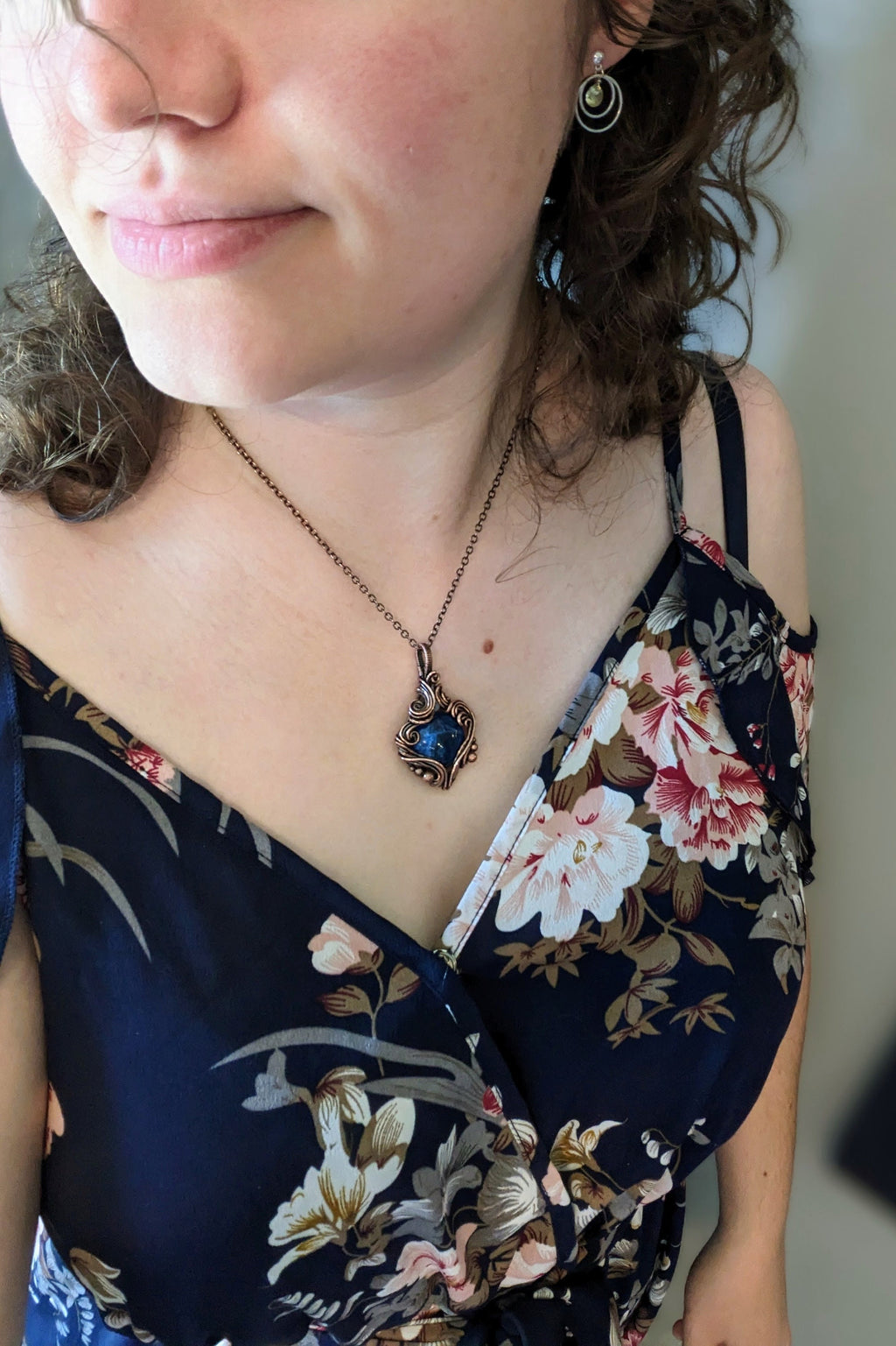 Sodalite & Copper Wire Wrap Necklace