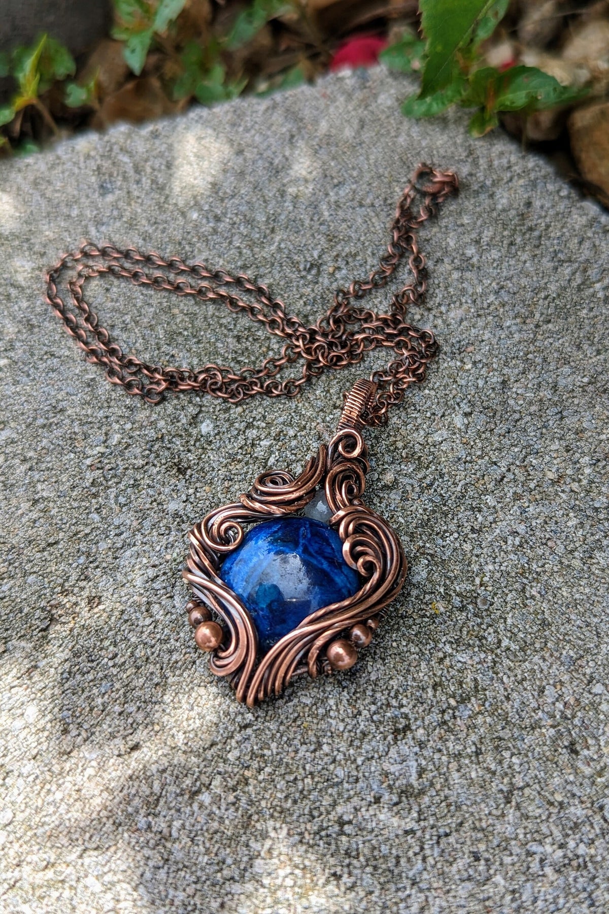 Sodalite & Copper Wire Wrap Necklace