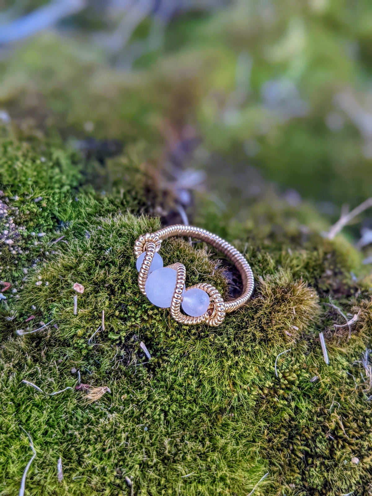 Rose Quartz and Jewelers Brass Wire Wrap Ring
