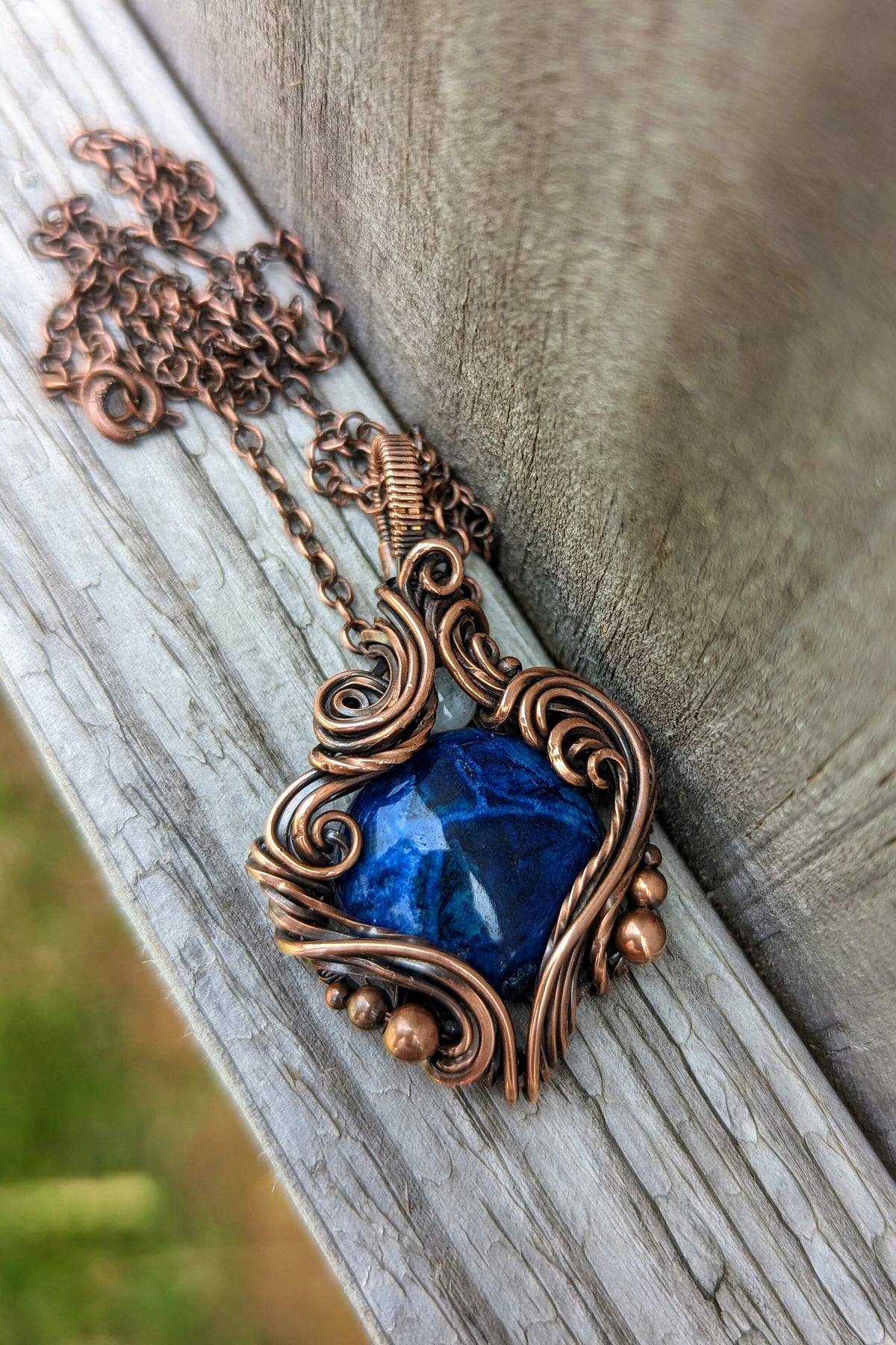 Sodalite & Copper Wire Wrap Necklace