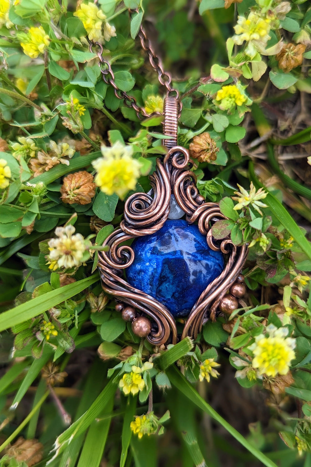 Sodalite & Copper Wire Wrap Necklace