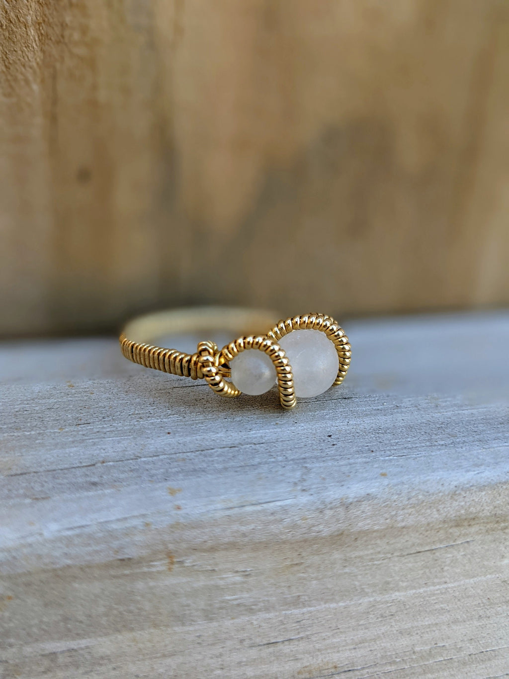 Rose Quartz and Jewelers Brass Wire Wrap Ring
