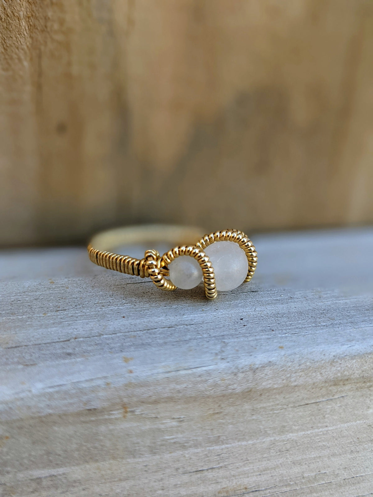 Rose Quartz and Jewelers Brass Wire Wrap Ring