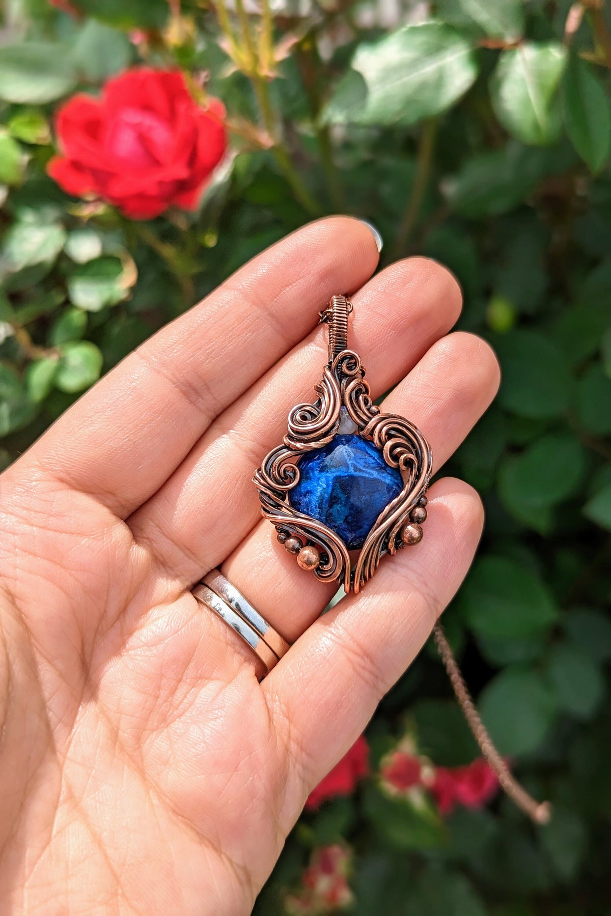 Sodalite & Copper Wire Wrap Necklace