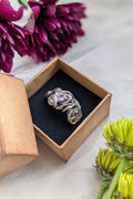 Pink Cubic Zirconia and Silver Filled Wire Wrap Ring