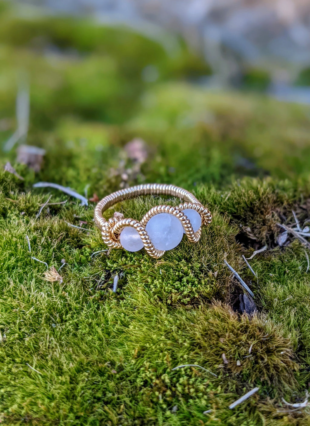 Rose Quartz and Jewelers Brass Wire Wrap Ring