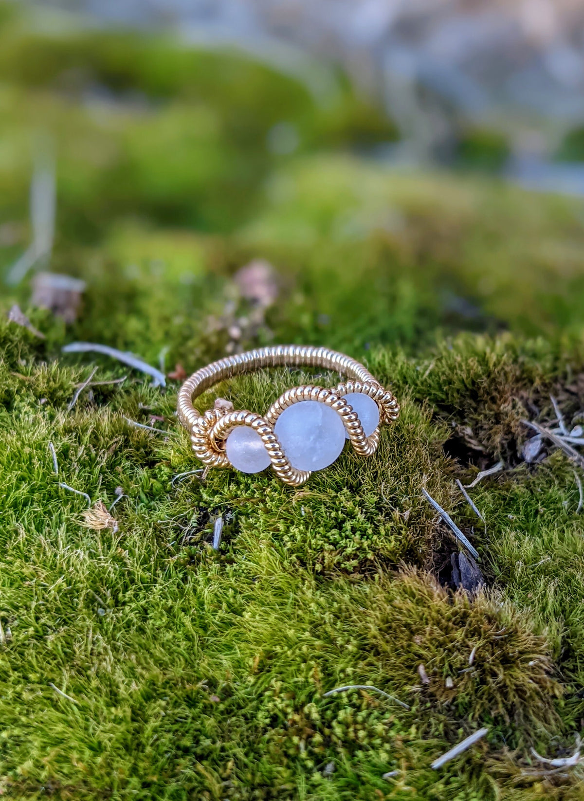 Rose Quartz and Jewelers Brass Wire Wrap Ring