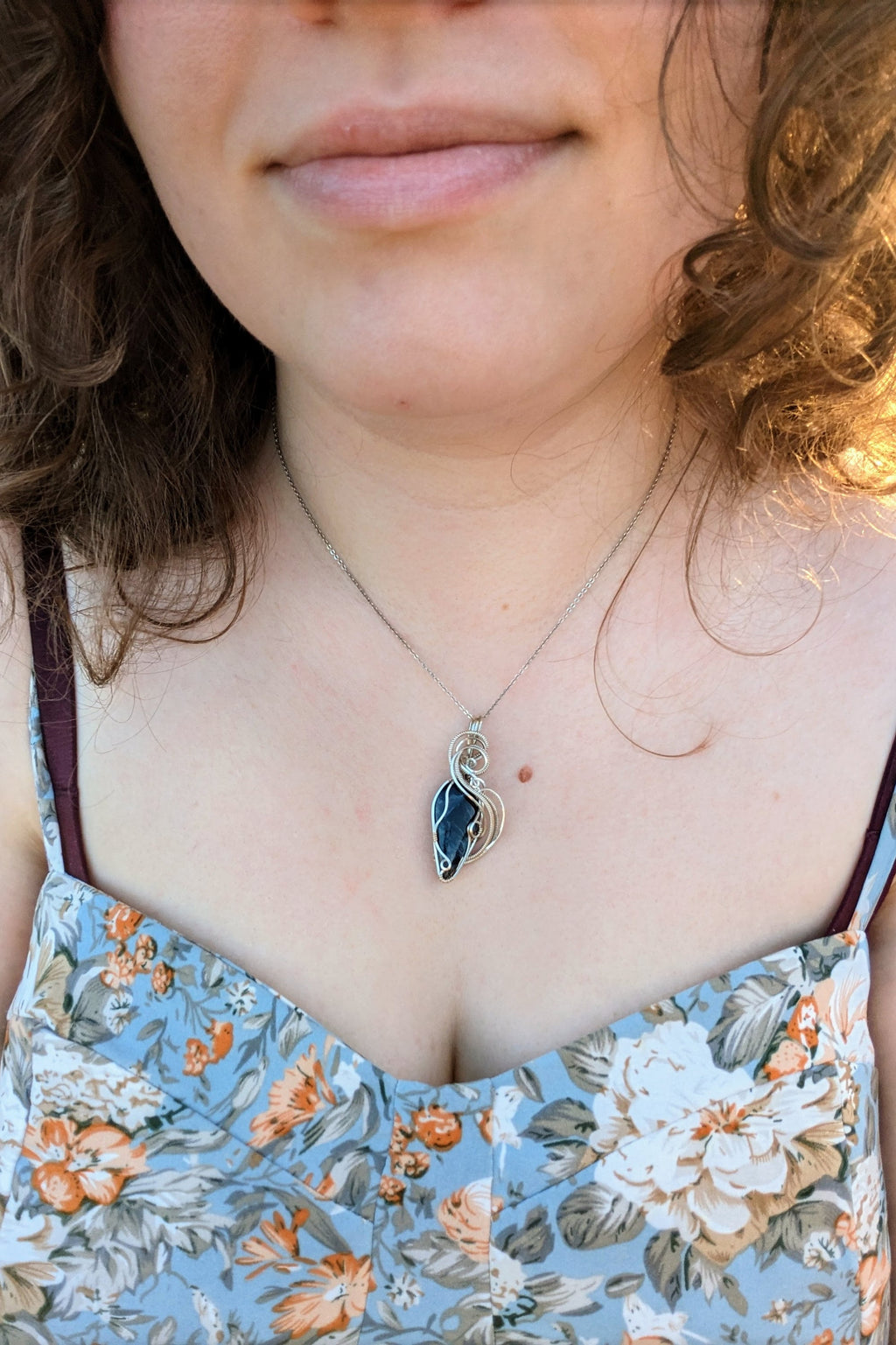 Pietersite and Silver Wire Wrap Necklace