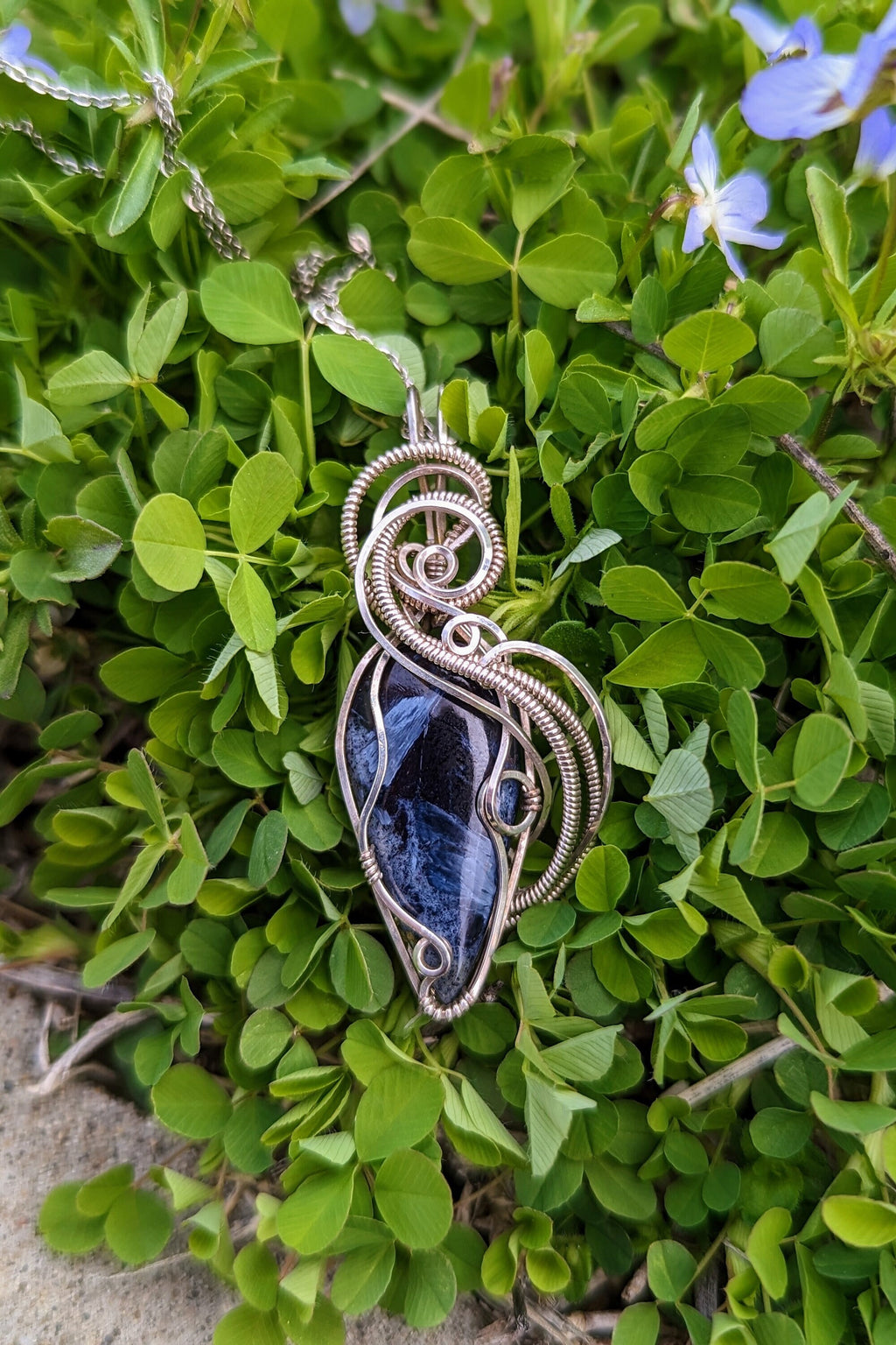 Pietersite and Silver Wire Wrap Necklace
