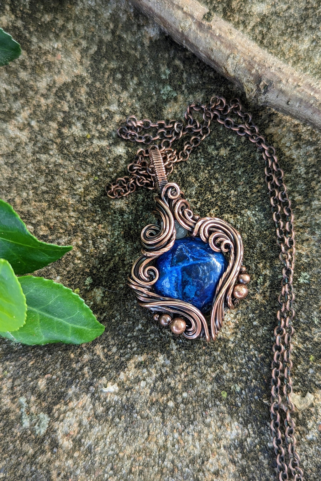 Sodalite & Copper Wire Wrap Necklace