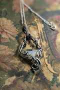 Moss Agate and Sterling Silver Vine Pendant