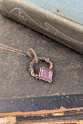 Rose Gold & Silver Wire-Wrapped Necklace with Pink Sapphire