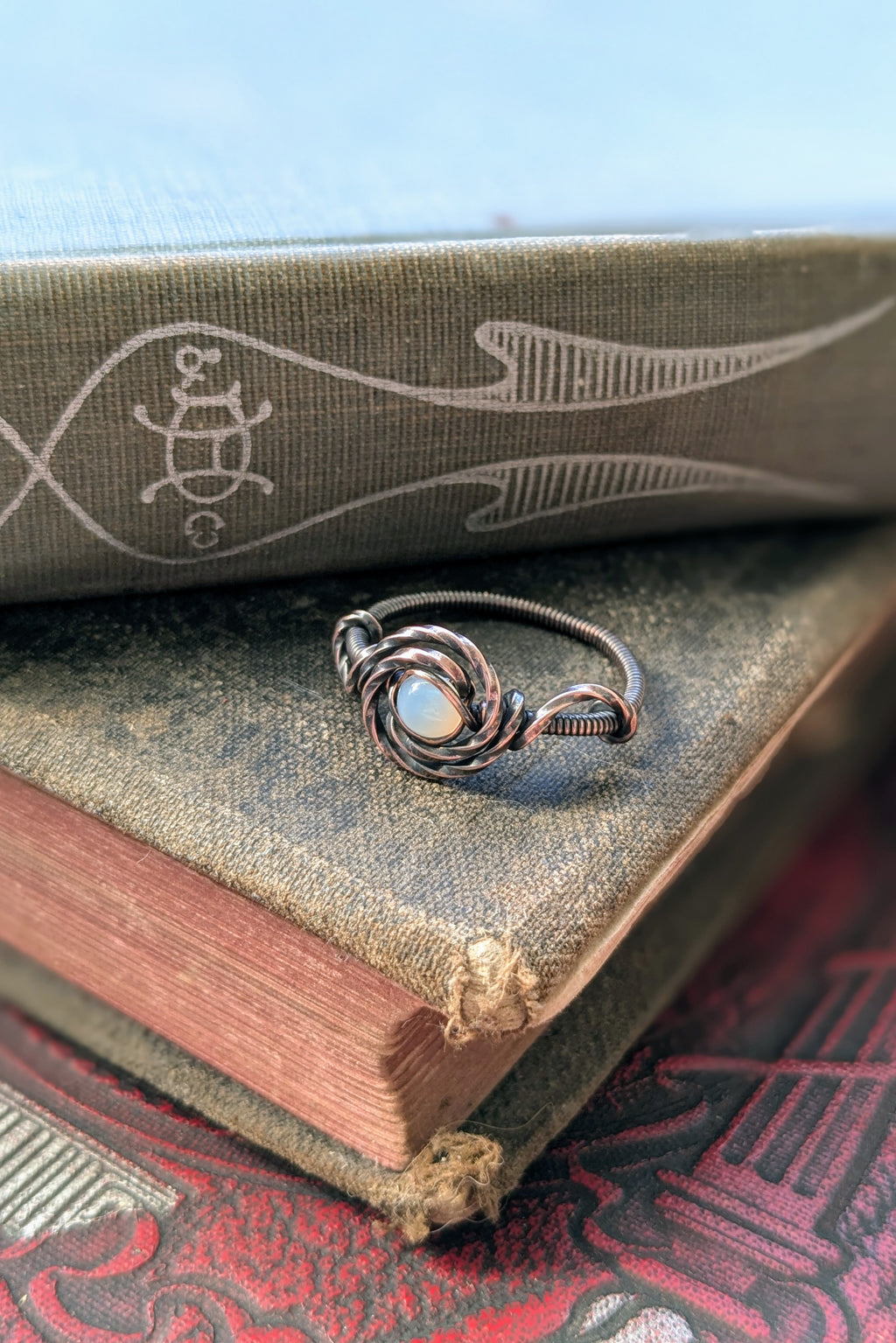 Copper and Ethiopian Opal Wire Wrap Ring