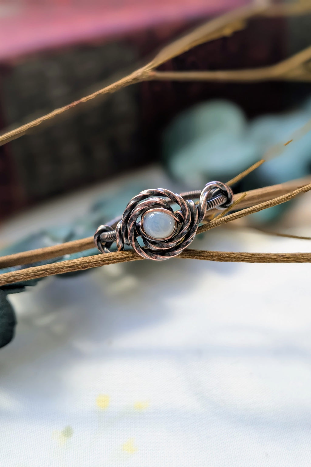 Copper and Ethiopian Opal Wire Wrap Ring