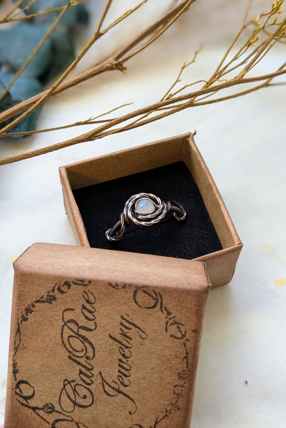 Copper and Ethiopian Opal Wire Wrap Ring