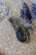 Labradorite and Silver Filled Wire Wrap Necklace