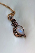 Moonstone and Copper Wire Wrap Necklace