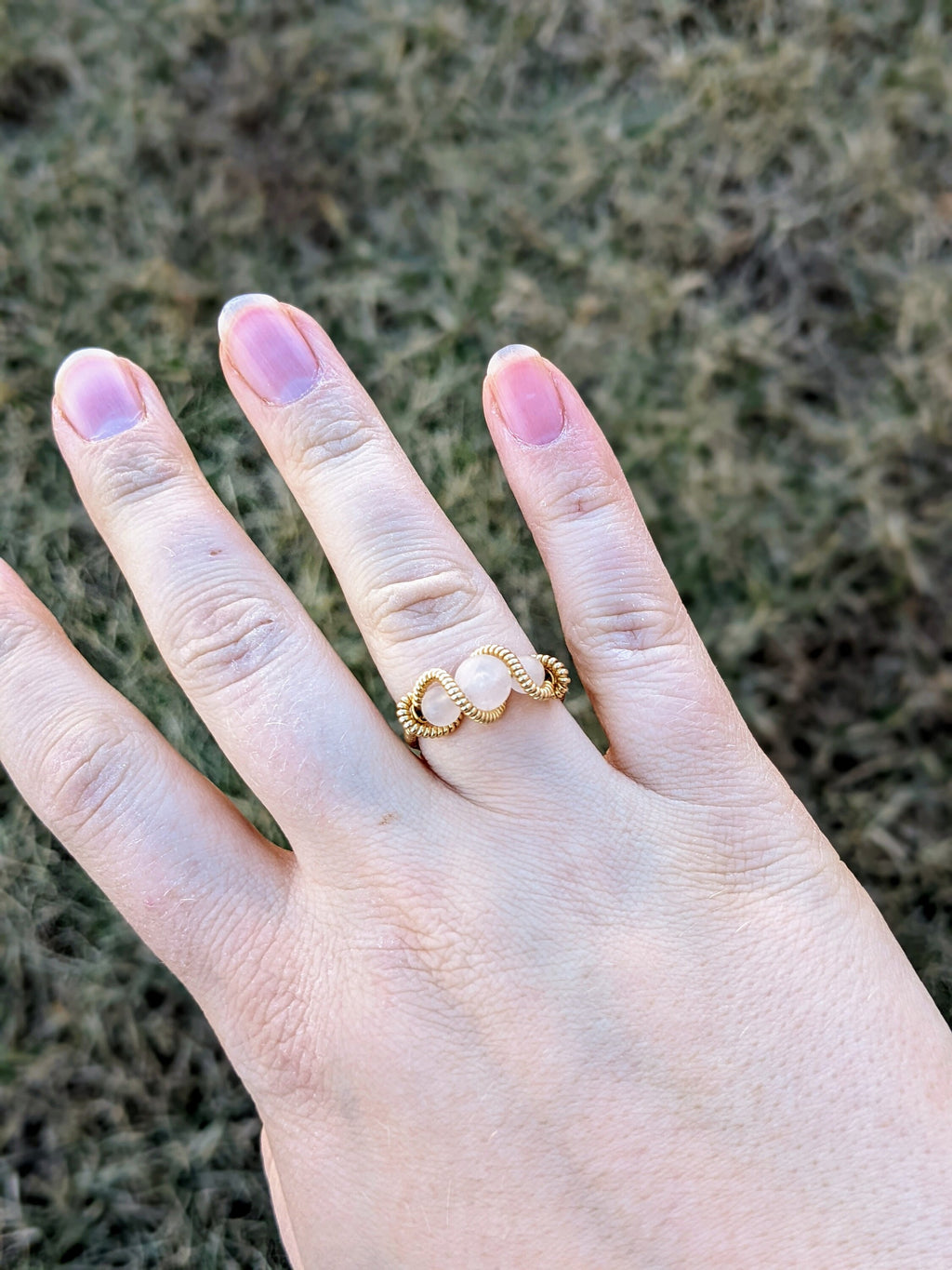 Rose Quartz and Jewelers Brass Wire Wrap Ring