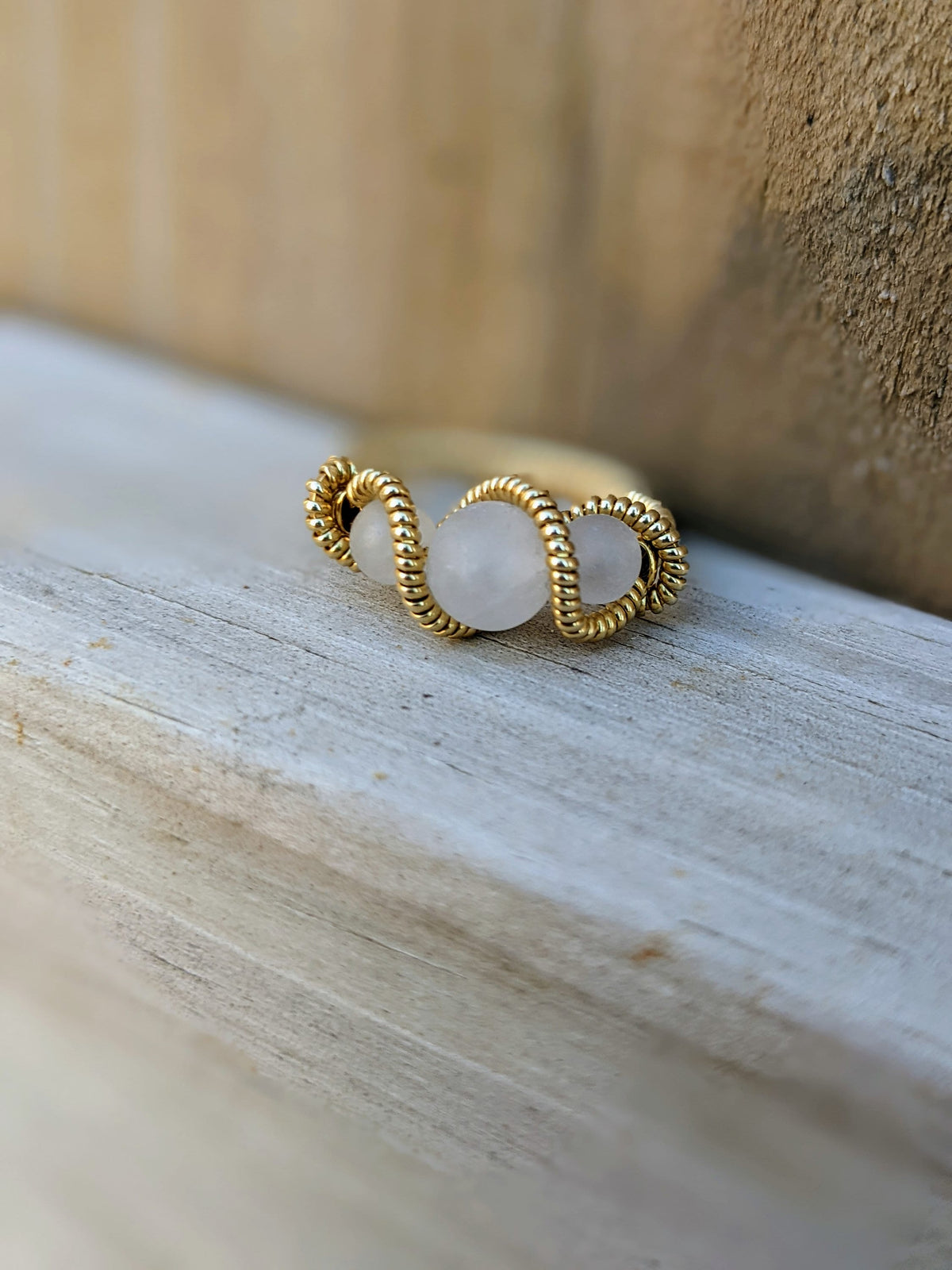 Rose Quartz and Jewelers Brass Wire Wrap Ring