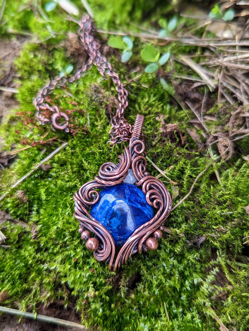 Sodalite & Copper Wire Wrap Necklace