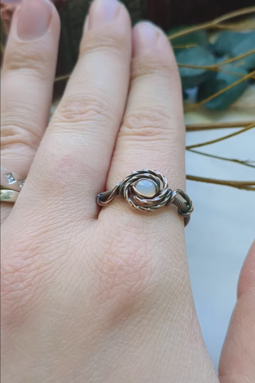 Copper and Ethiopian Opal Wire Wrap Ring