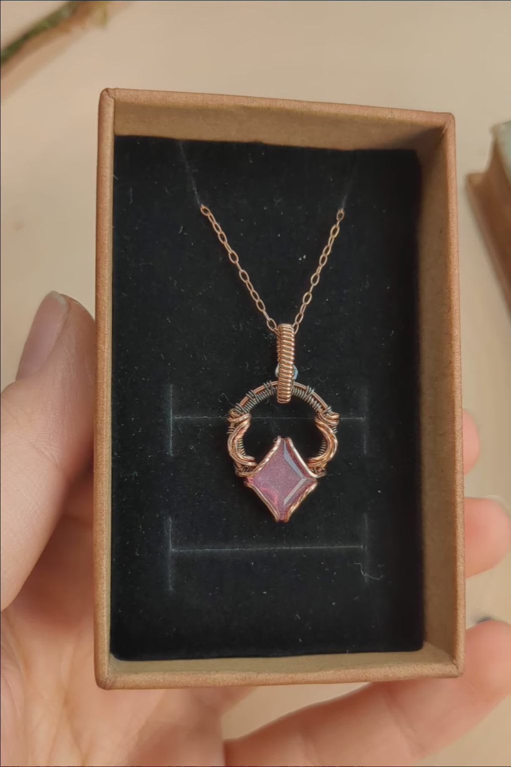 Rose Gold & Silver Wire-Wrapped Necklace with Pink Sapphire