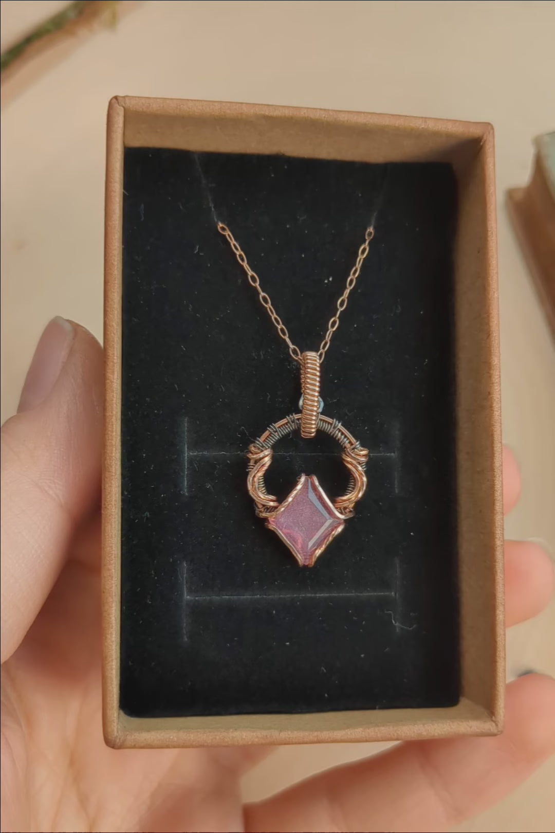 Rose Gold & Silver Wire-Wrapped Necklace with Pink Sapphire